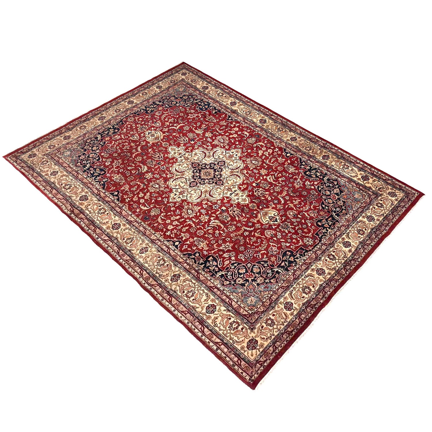 Kashan Area Rug Handmade Multi Medallion 9x12 ft
