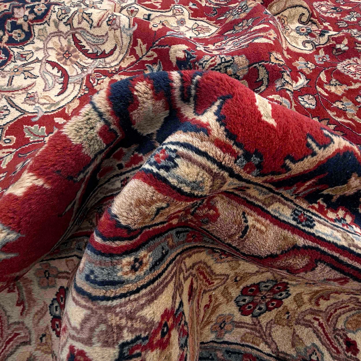 Kashan Area Rug Handmade Multi Medallion 9x12 ft