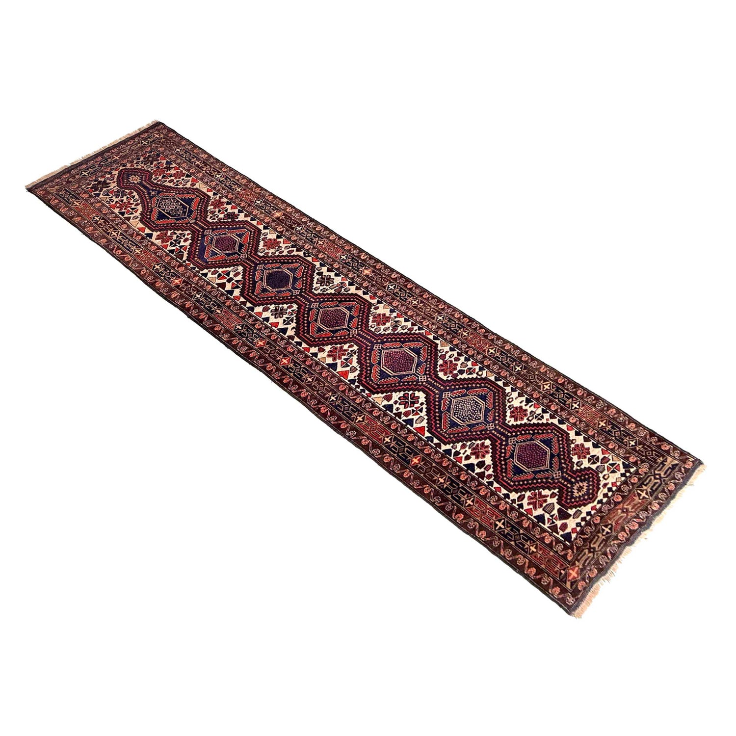Barjasta Runner Rug Handmade Multi Floral 13' ft Runner