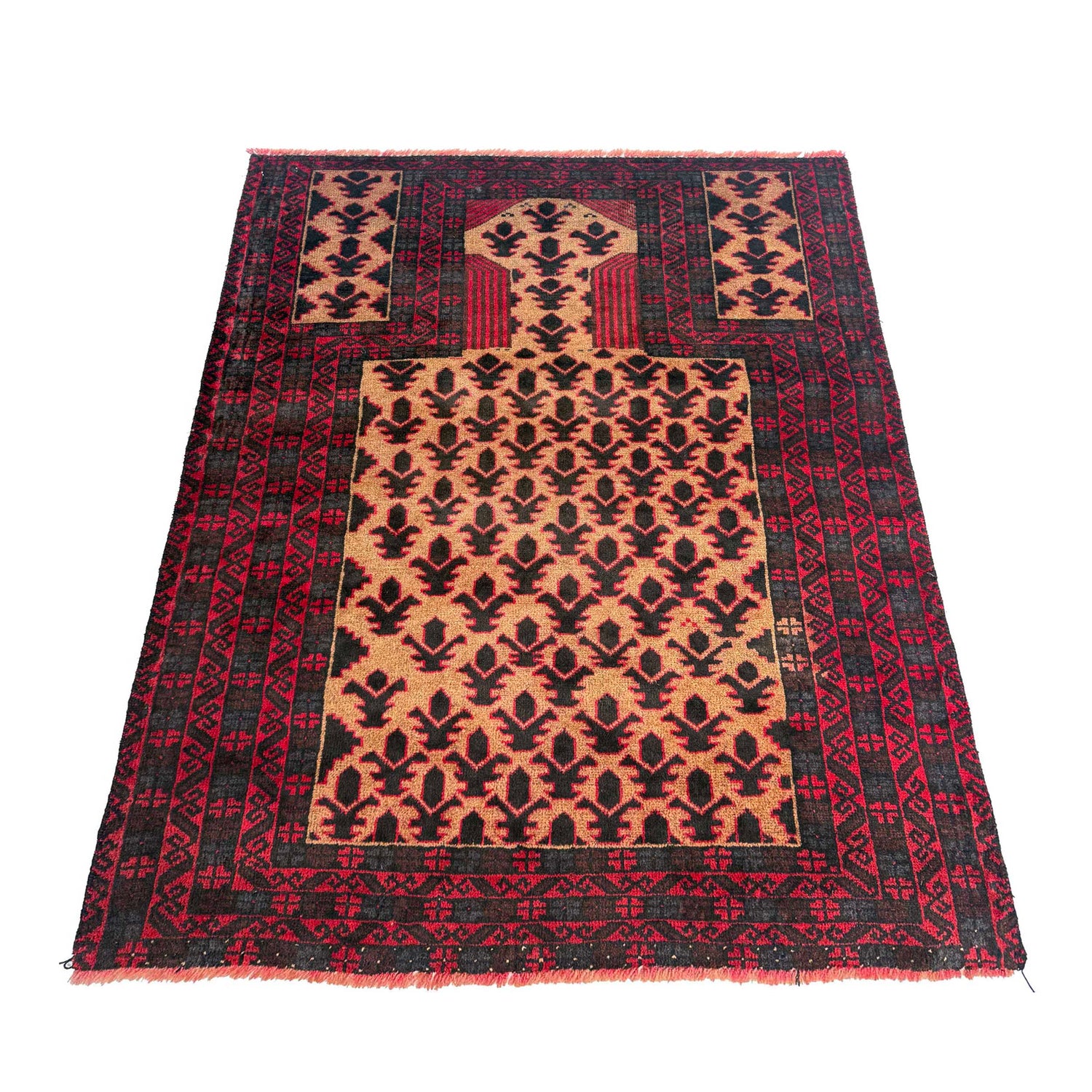 Baluchi Rug Handmade Multi Prayer Design 2x4 ft