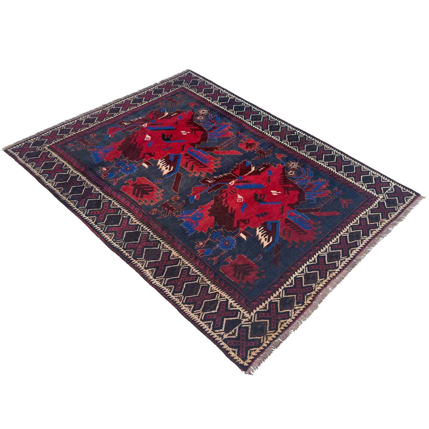 Baluchi Rug Handmade Multi Floral 4x6 ft