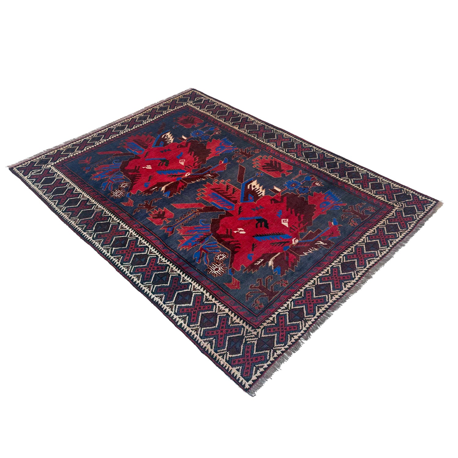 Baluchi Rug Handmade Multi Floral 4x6 ft
