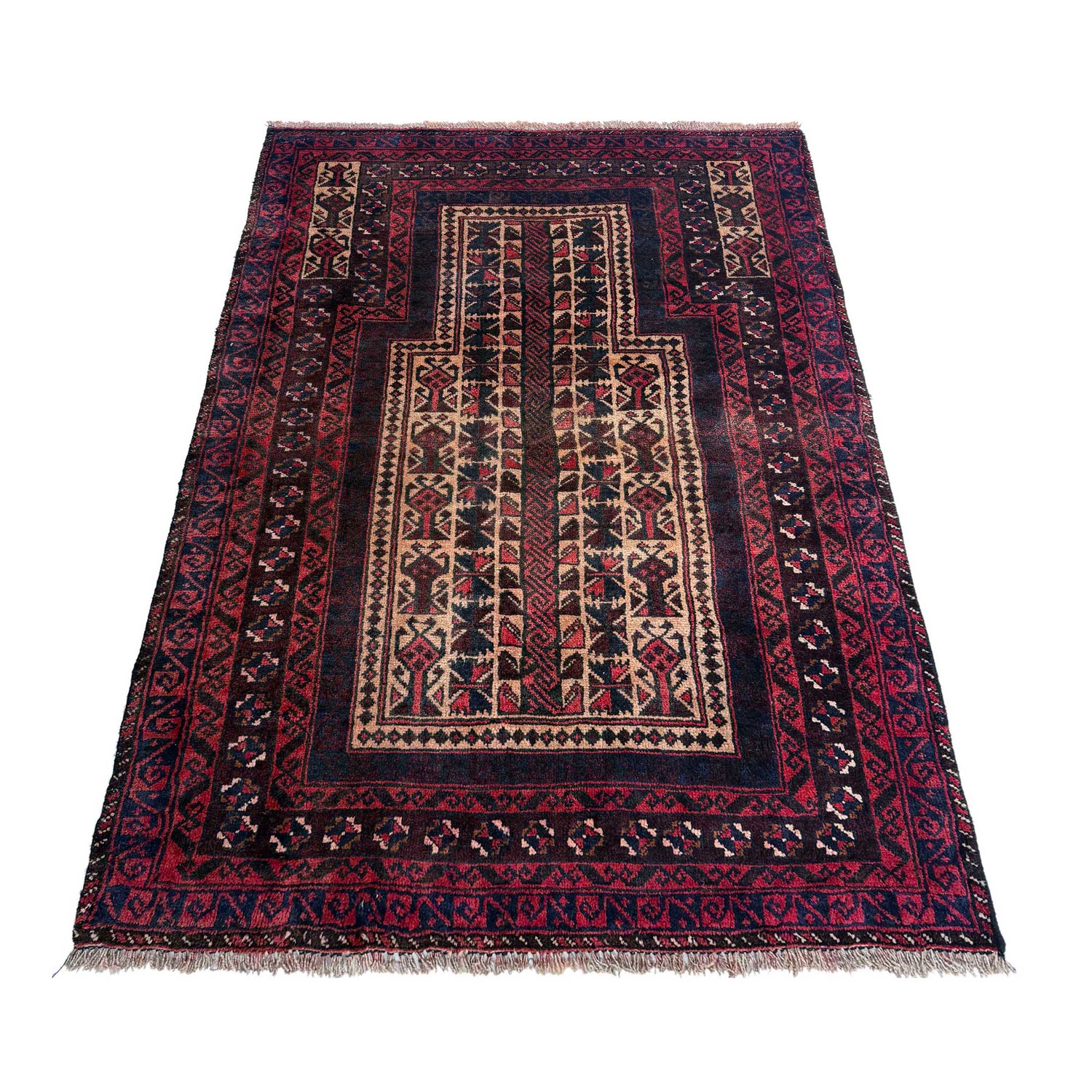 Baluchi Rug Handmade Multi Prayer Design 2x4 ft
