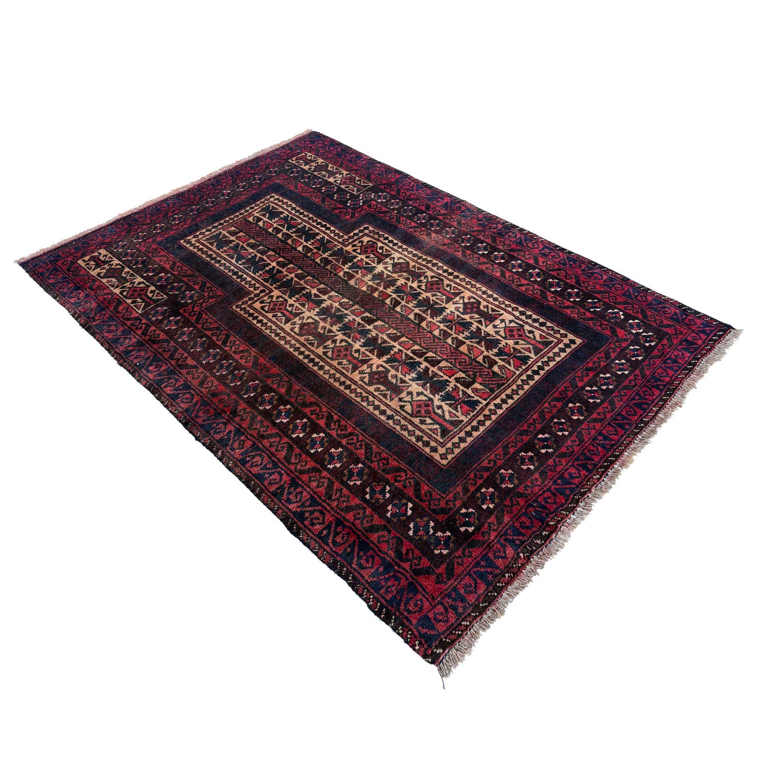 Baluchi Rug Handmade Multi Prayer Design 2x4 ft