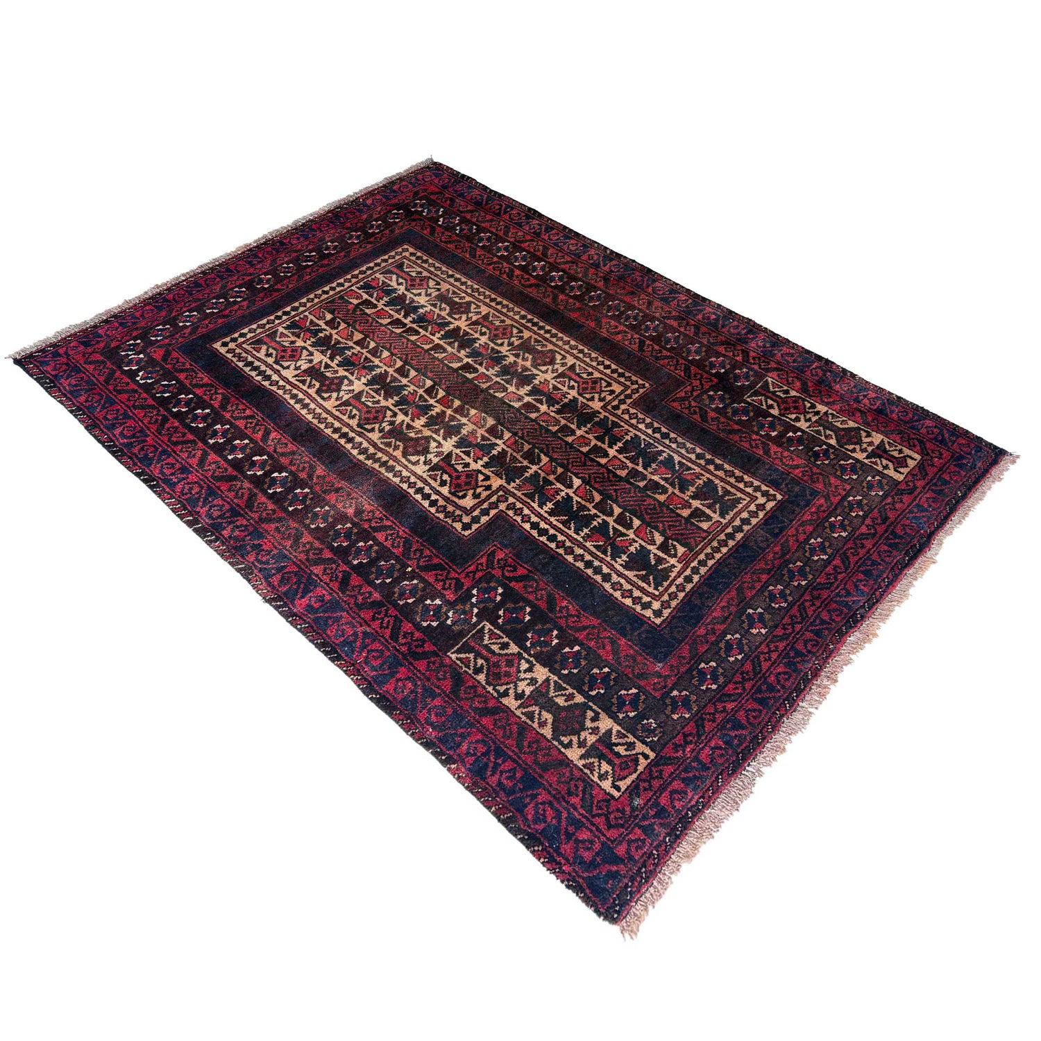 Baluchi Rug Handmade Multi Prayer Design 2x4 ft