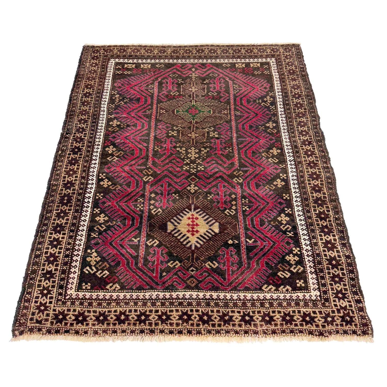 Baluchi Rug Handmade Red Geometric 2x4 ft
