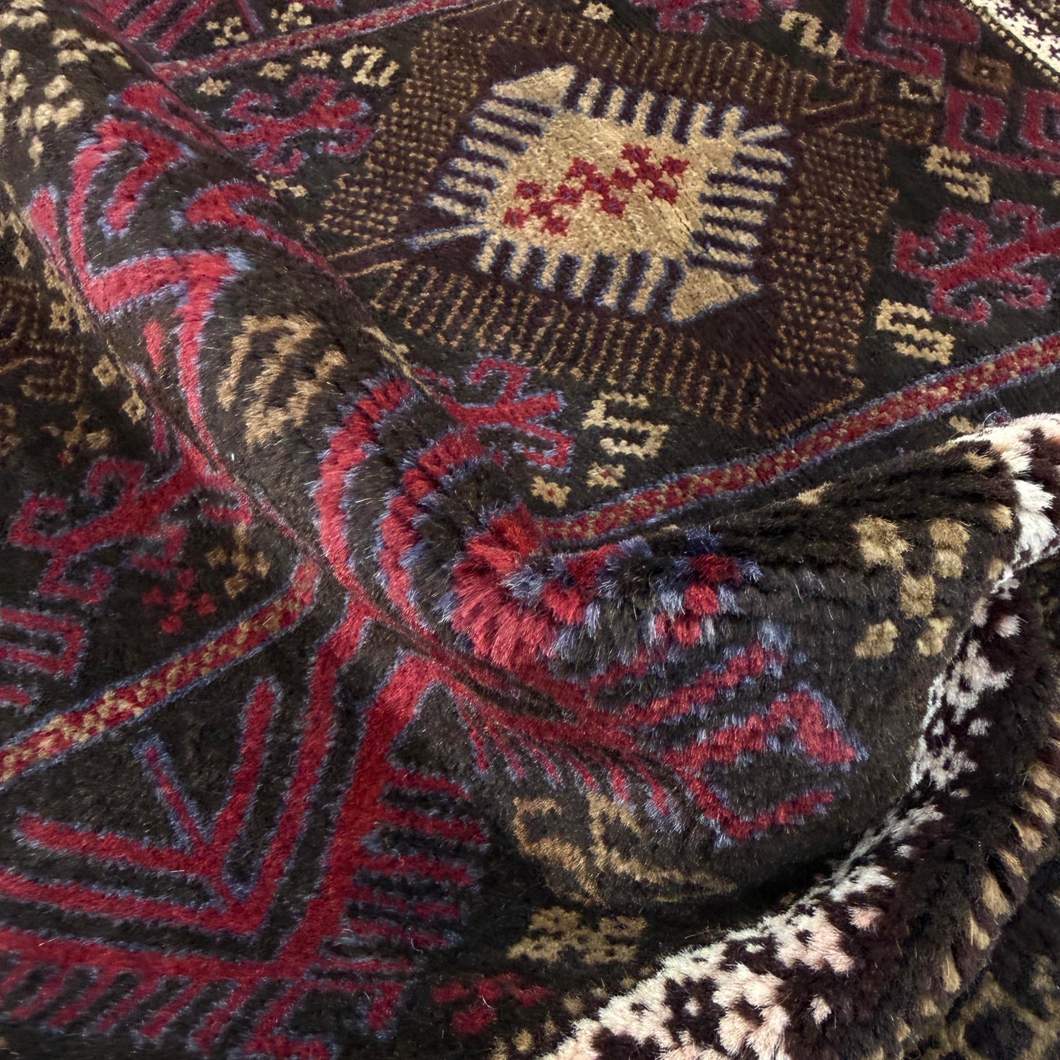 Baluchi Rug Handmade Red Geometric 2x4 ft