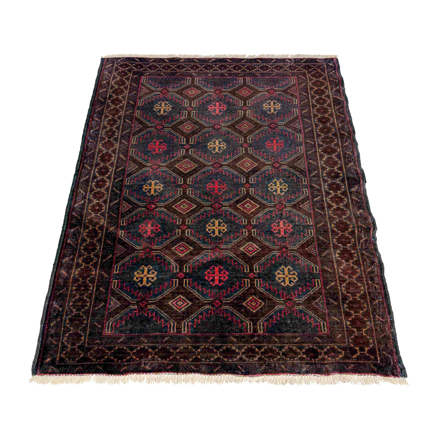 Baluchi Rug Handmade Multi Geometric 2x4 ft
