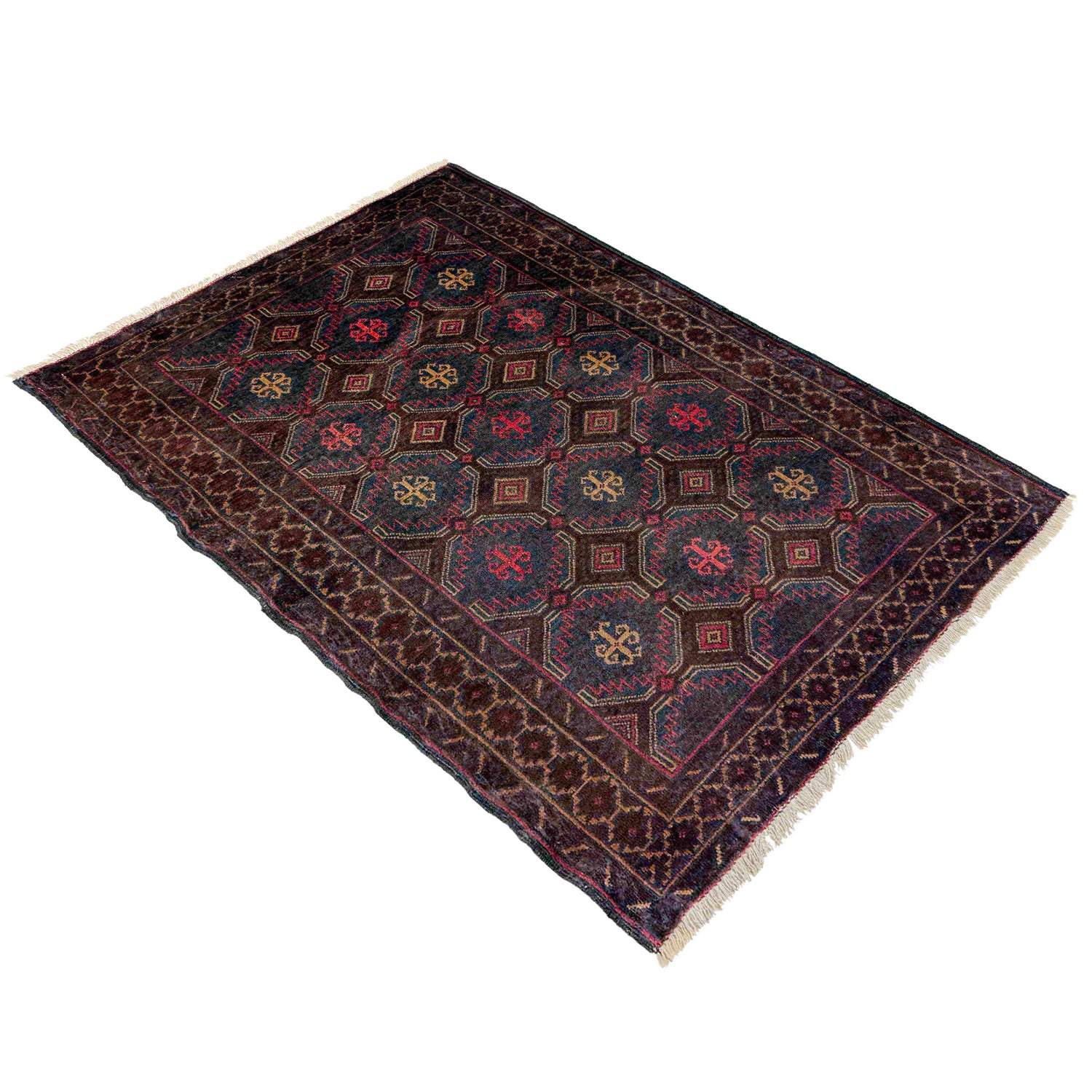 Baluchi Rug Handmade Multi Geometric 2x4 ft