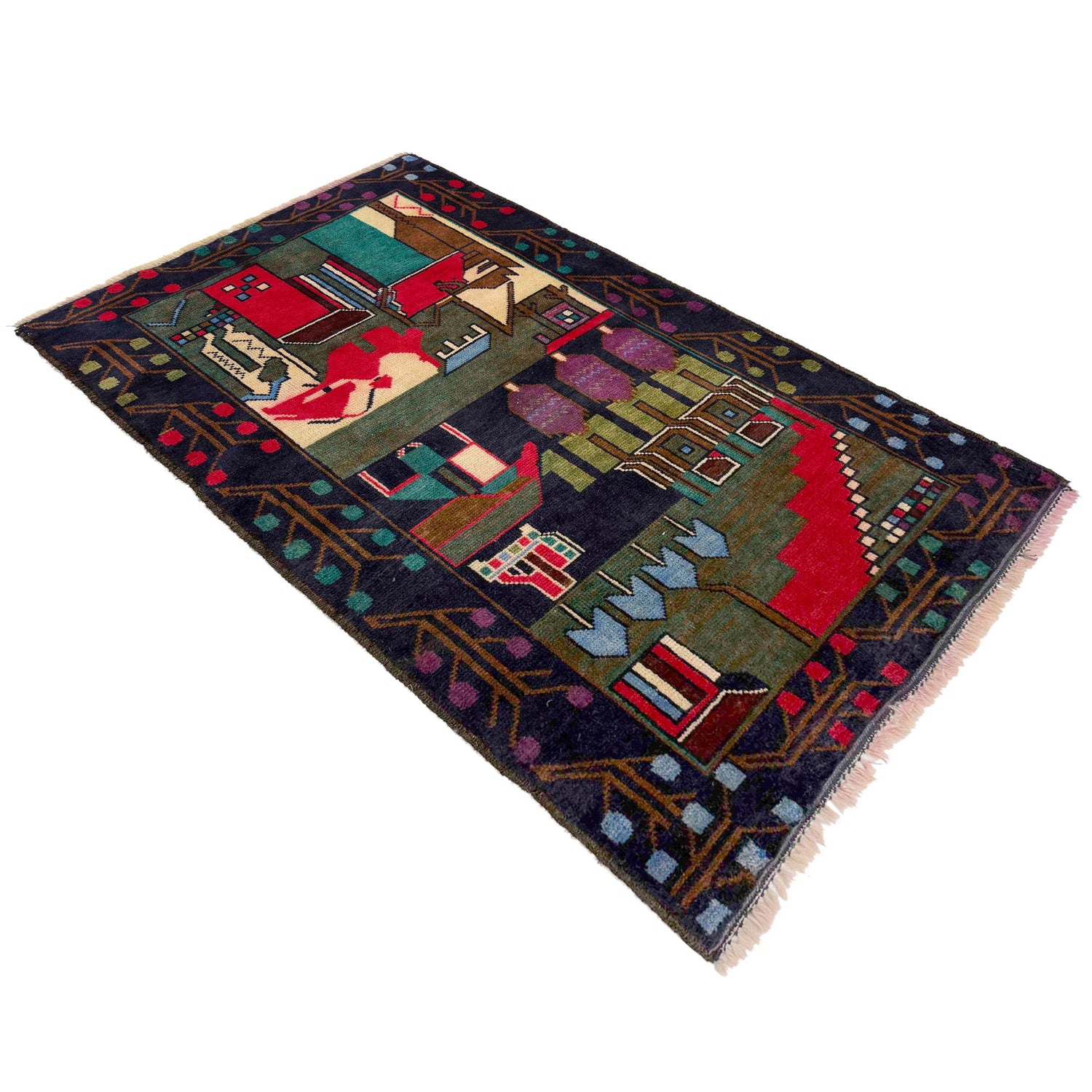 Pictorial Rug Handmade Multi Design