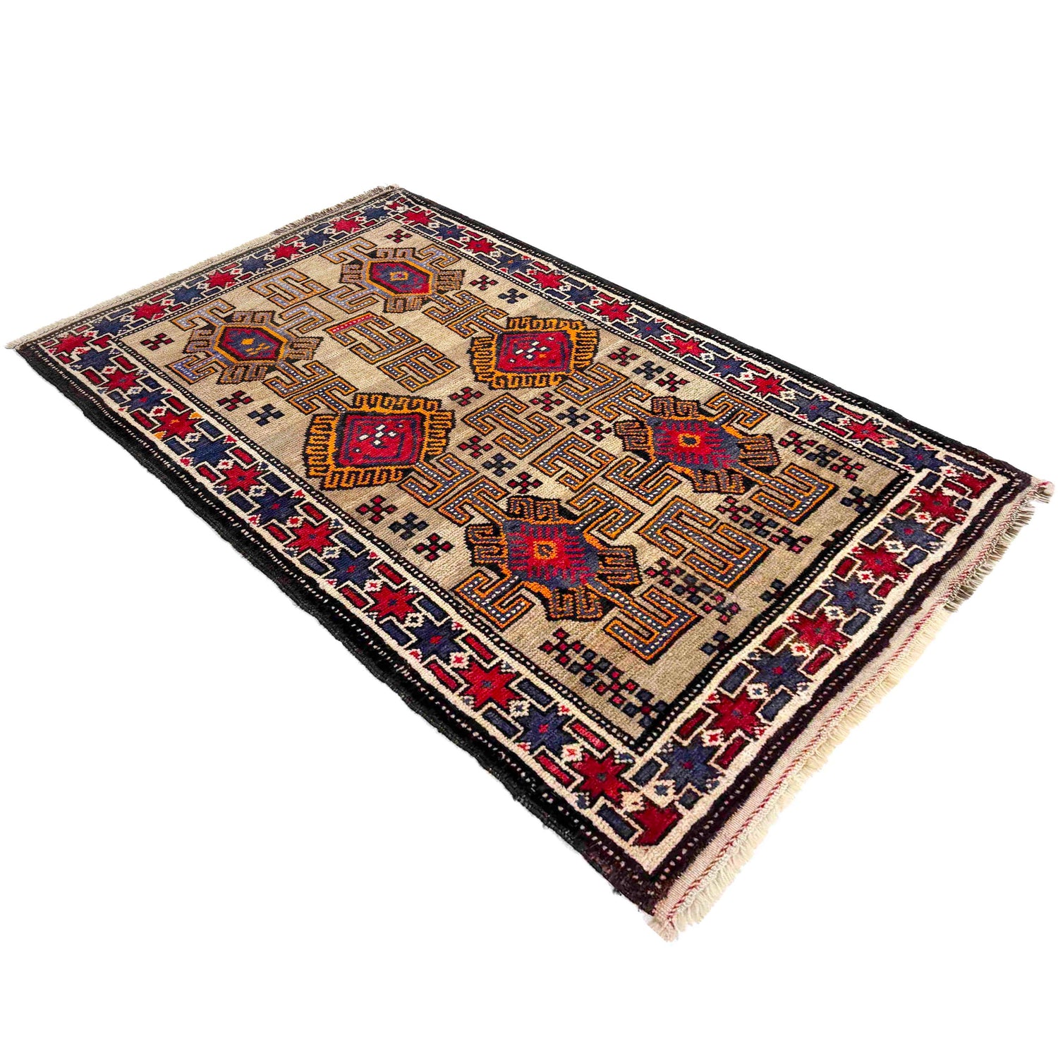 Baluchi Rug Handmade Multi Geometric 3x5 ft