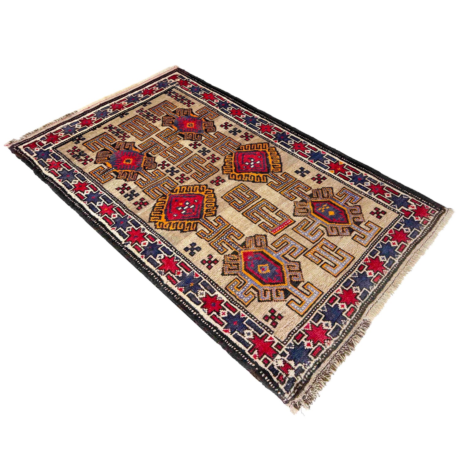 Baluchi Rug Handmade Multi Geometric 3x5 ft