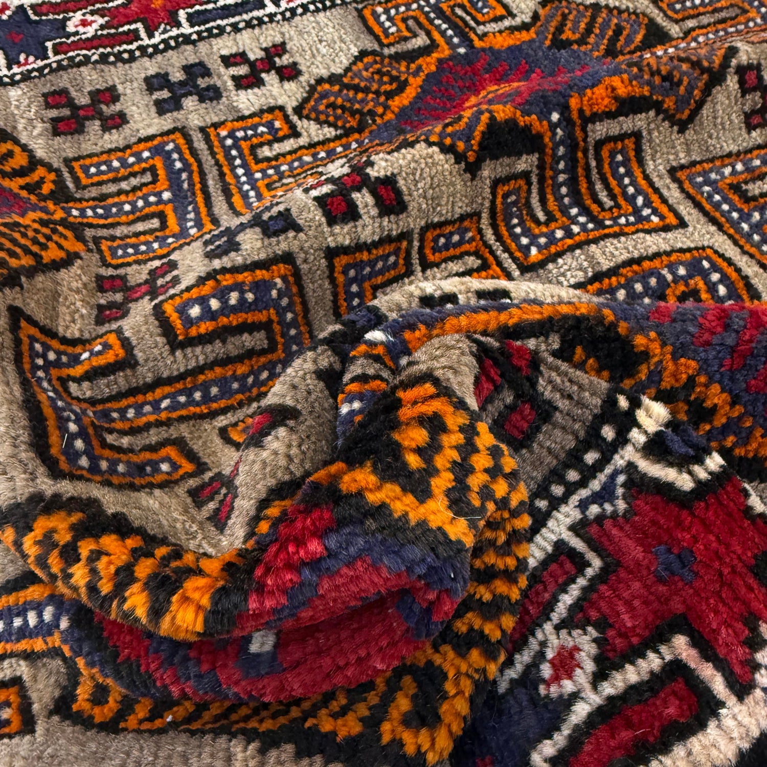 Baluchi Rug Handmade Multi Geometric 3x5 ft