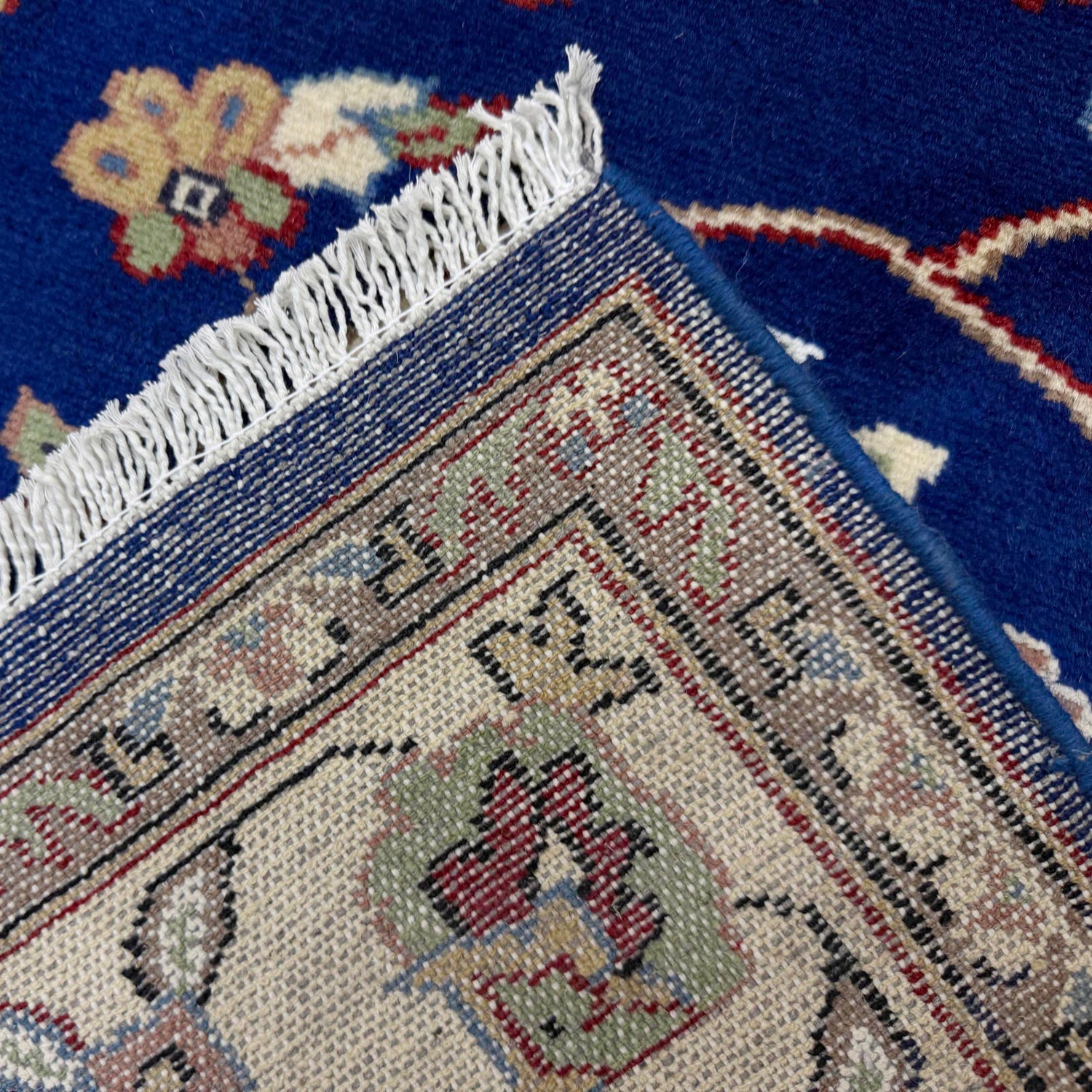 Jaldar Area Rug Handmade Blue Floral 4x6 ft