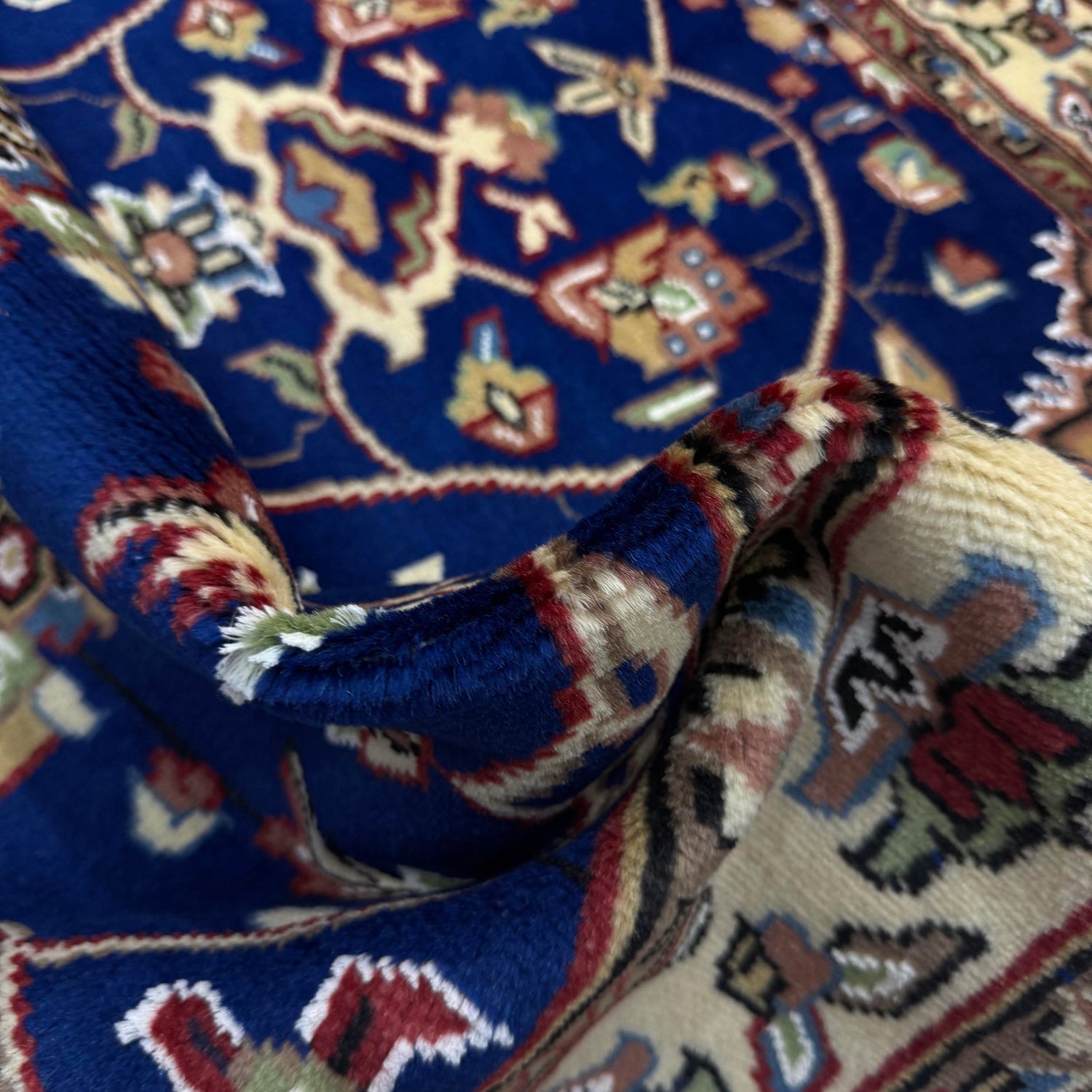 Jaldar Area Rug Handmade Blue Floral 4x6 ft