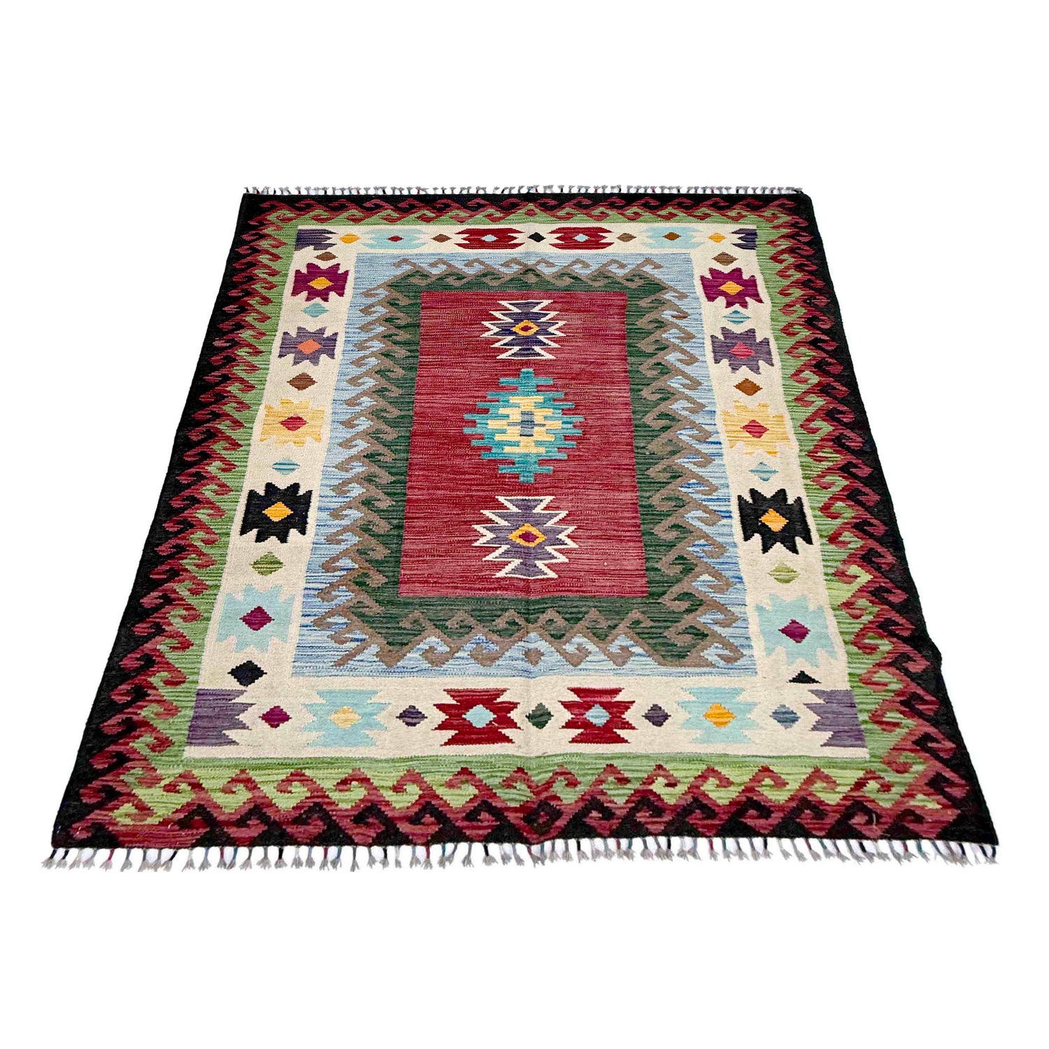 Handmade Multi Kilim Geometric 4x7 ft