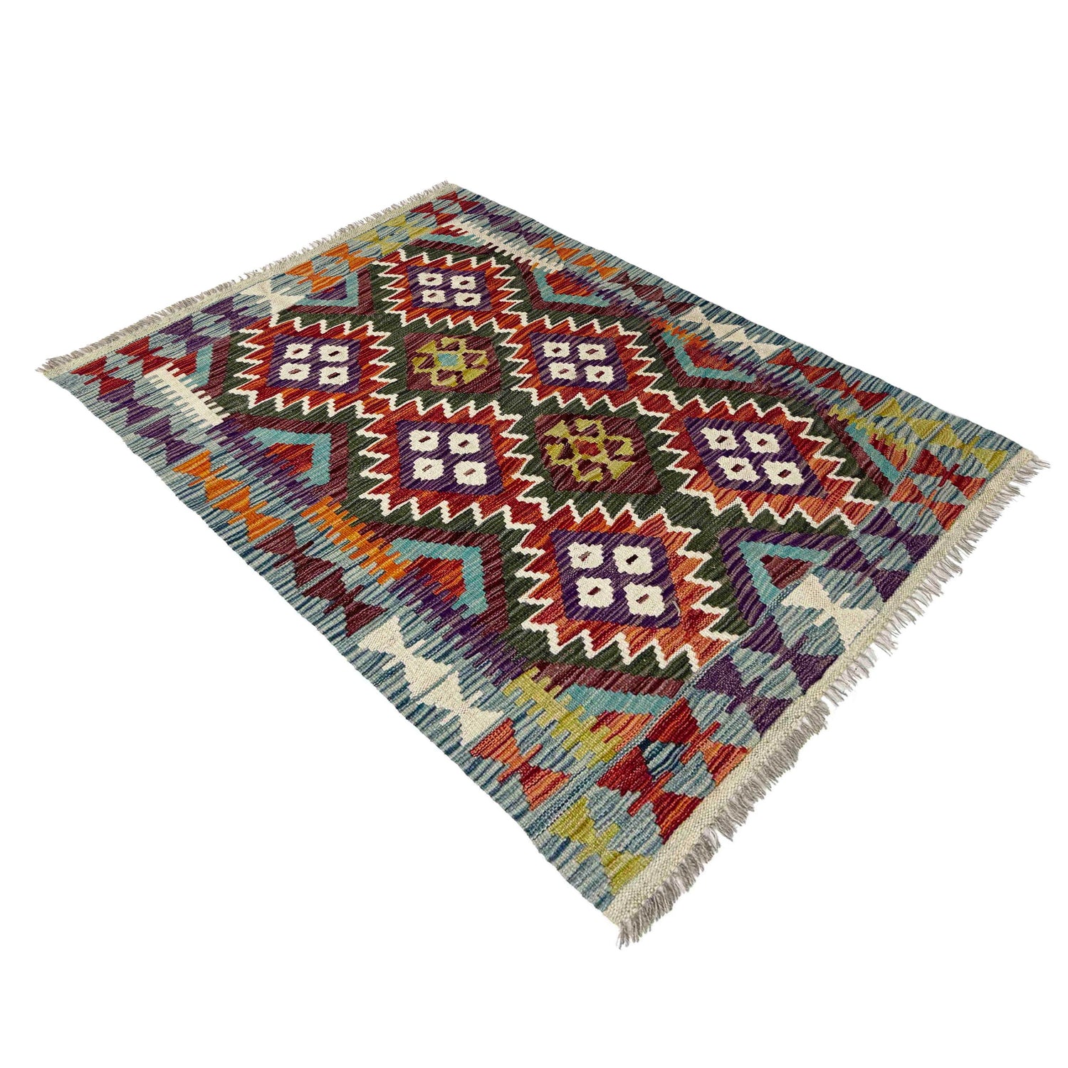 Handmade Multi Kilim Geometric 2x4 ft