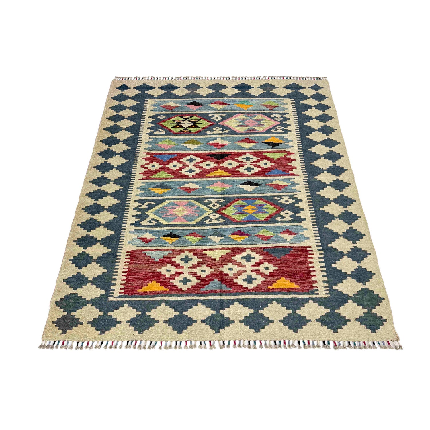 Handmade Multi Kilim Geometric 4x7 ft