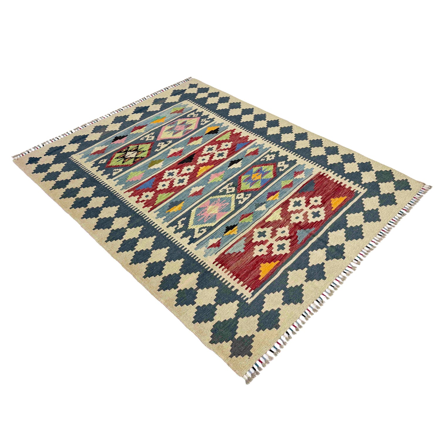 Handmade Multi Kilim Geometric 4x7 ft