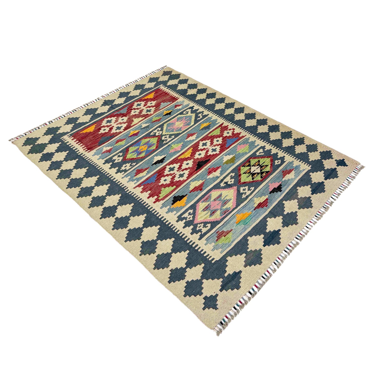 Handmade Multi Kilim Geometric 4x7 ft