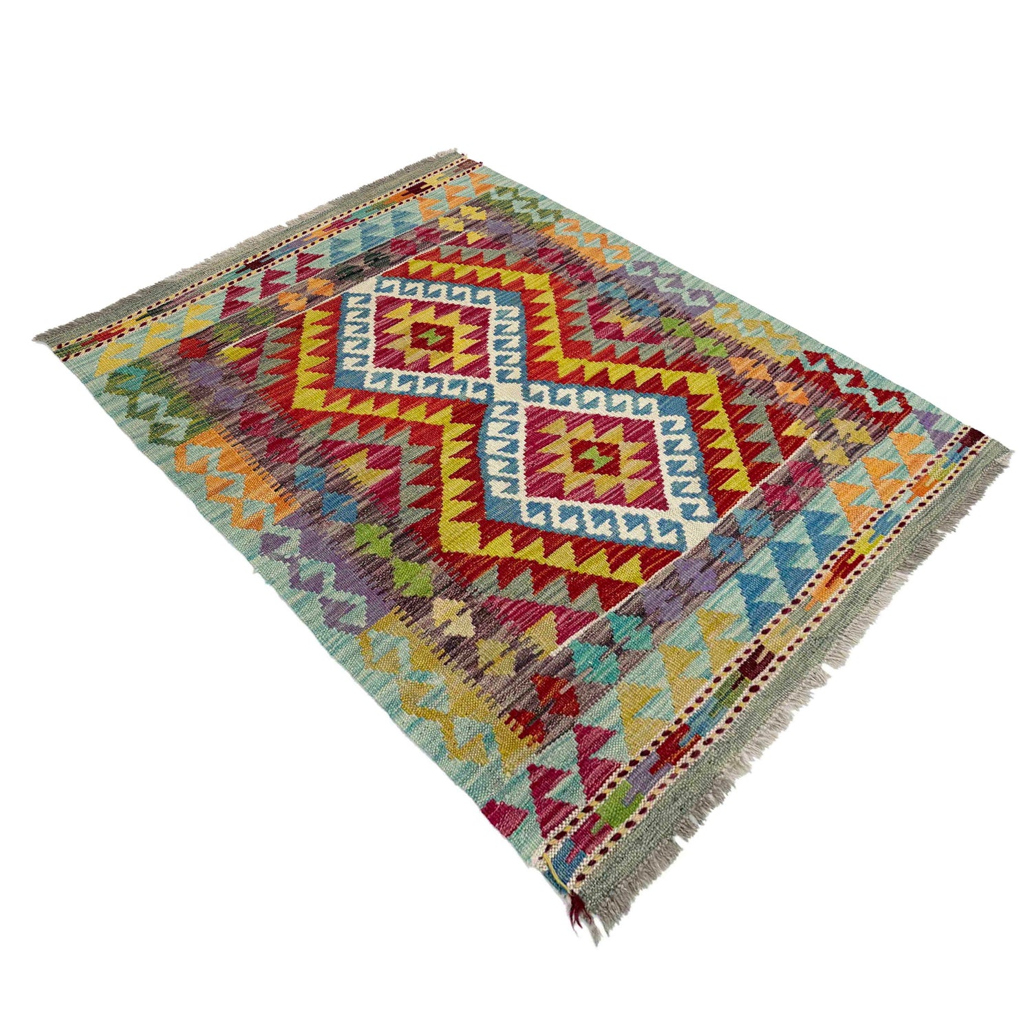 Handmade Multi Kilim Geometric 2x4 ft