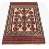 Saghari Kilim Area Rug Handmade Beige Floral 2x4 ft