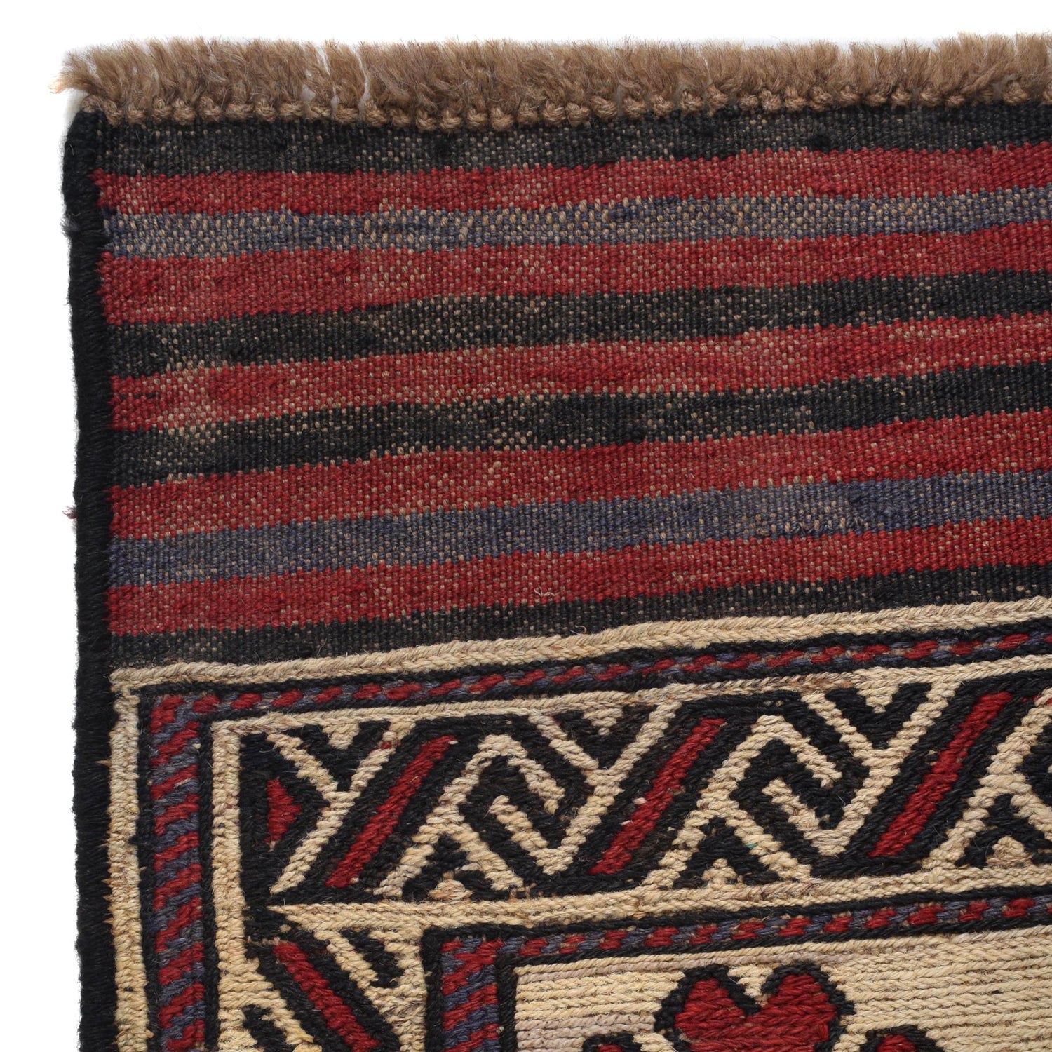 Saghari Kilim Area Rug Handmade Beige Floral 2x4 ft