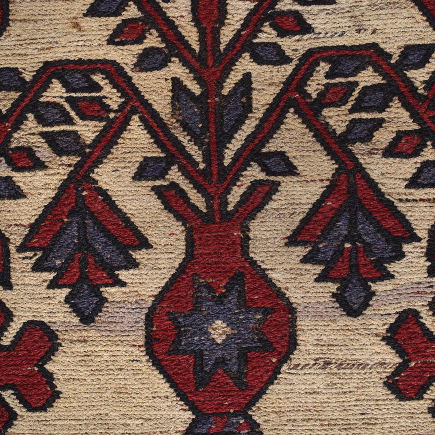 Saghari Kilim Area Rug Handmade Beige Floral 2x4 ft
