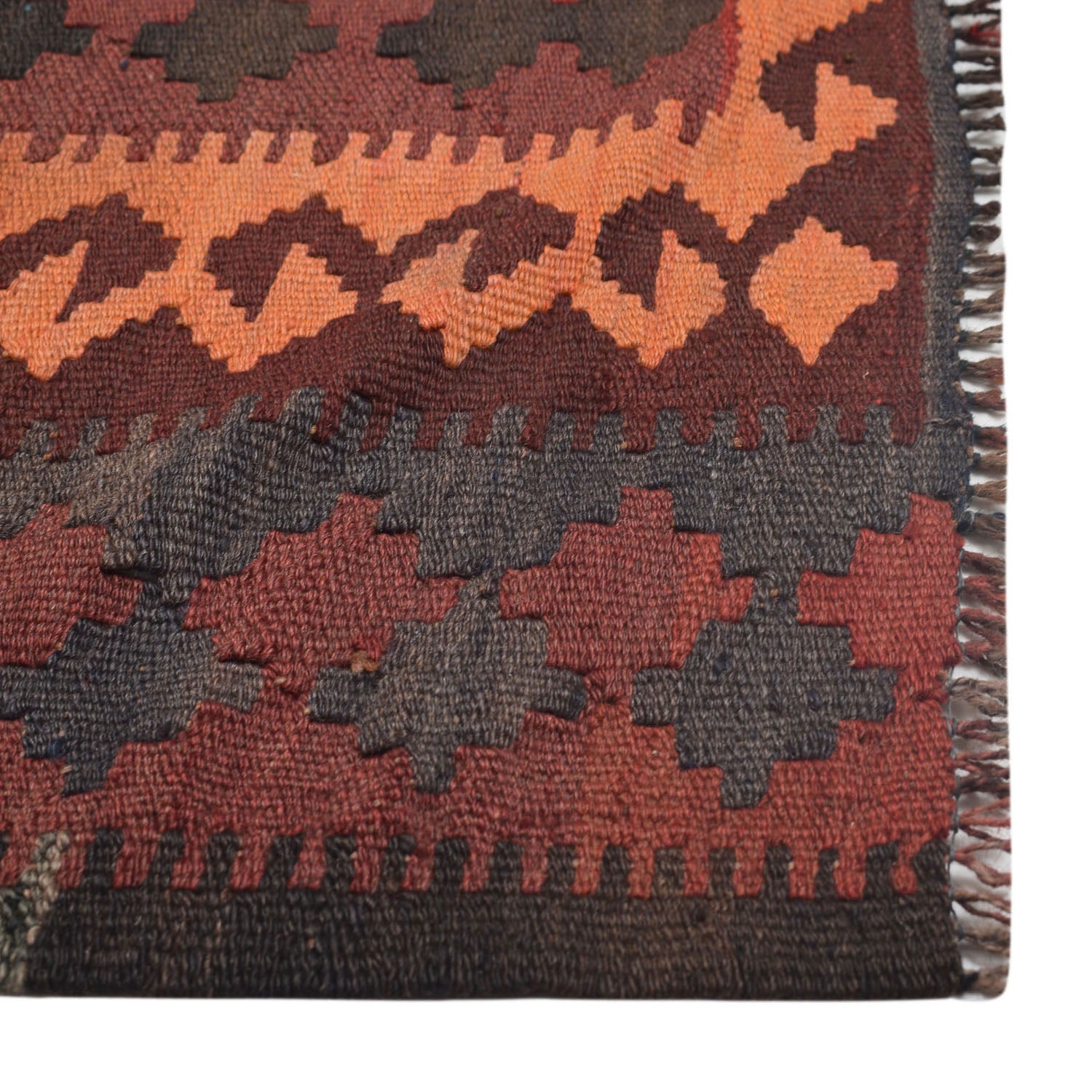 Maimana Kilim Area Rug Handmade Red Floral 6x9 ft