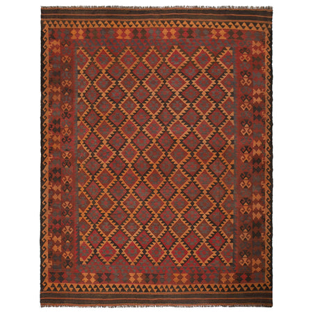 Maimana Kilim Area Rug Handmade Red Floral 6x9 ft