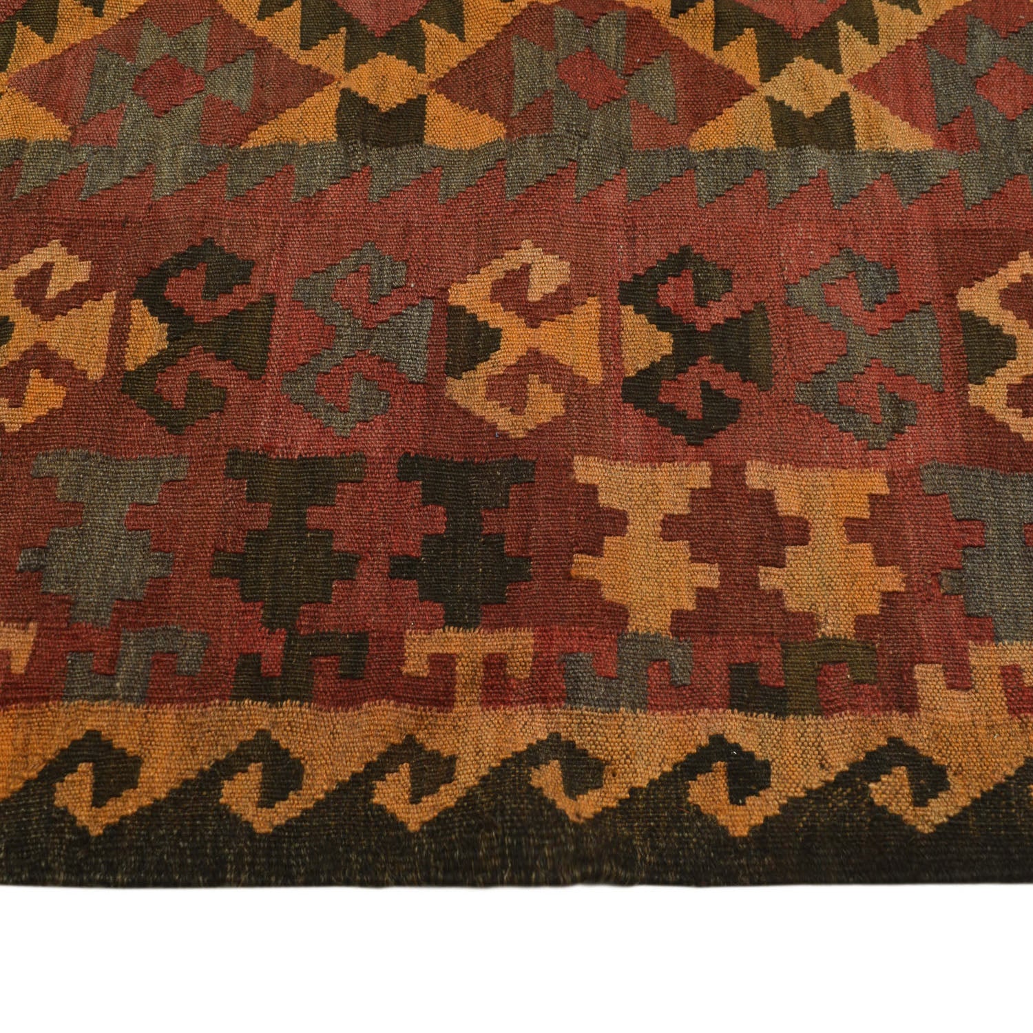 Maimana Kilim Area Rug Handmade Red Floral 6x9 ft