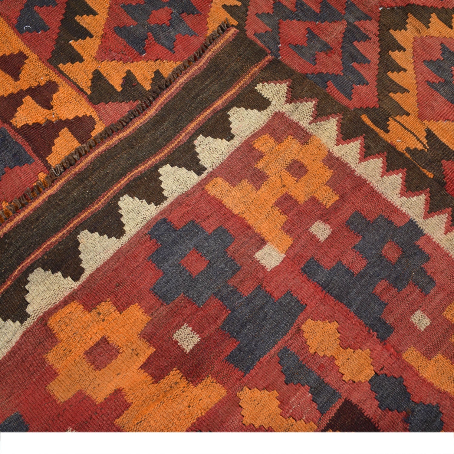 Maimana Kilim Area Rug Handmade Red Floral 6x9 ft