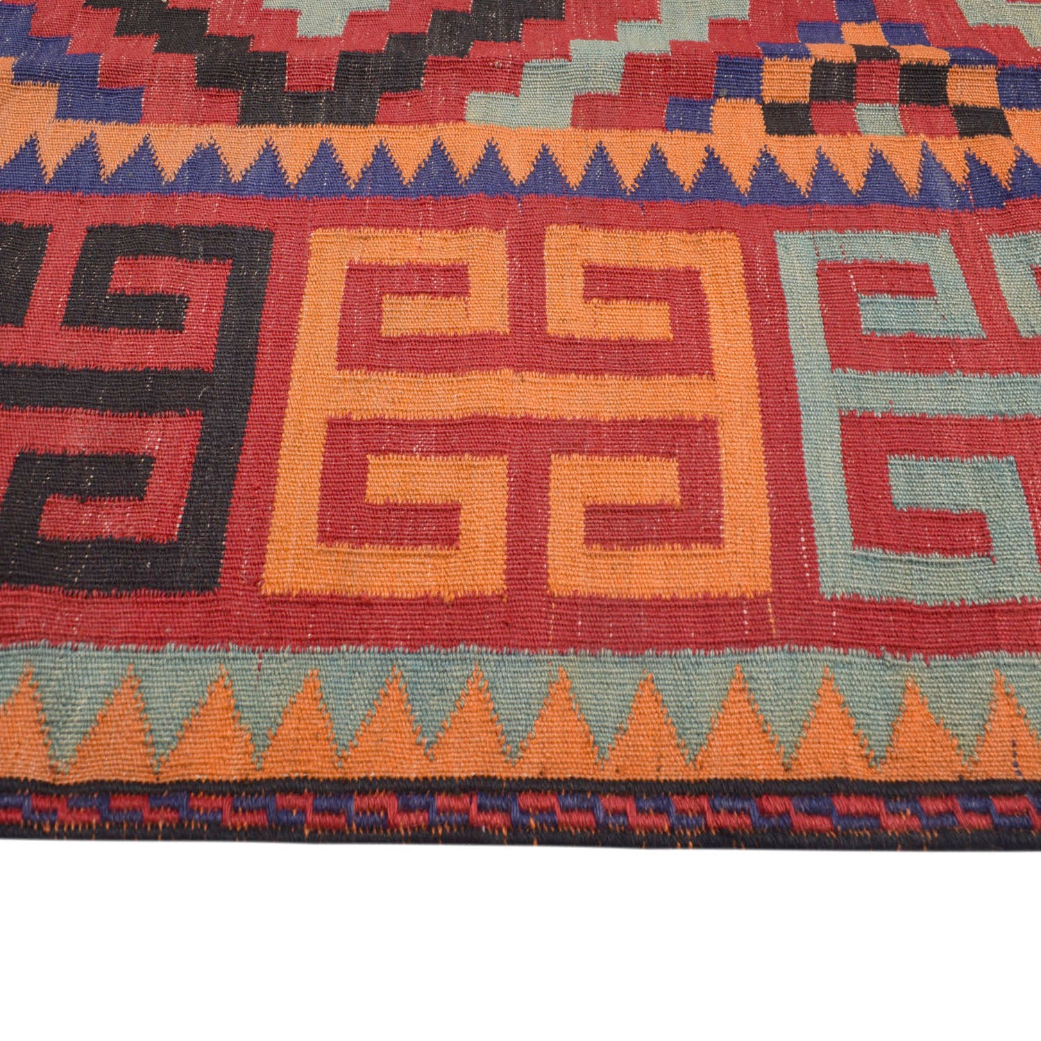 Maimana Kilim Area Rug Handmade Red Floral 7x10 ft