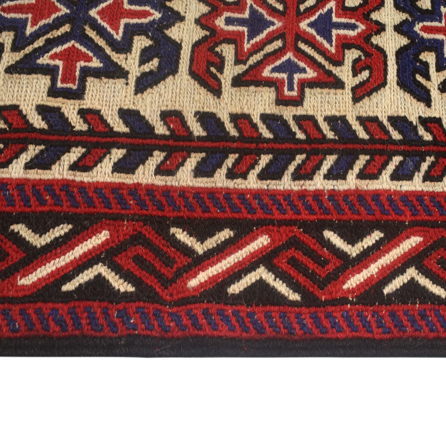 Saghari Kilim Area Rug Handmade Beige Floral 5x6 ft