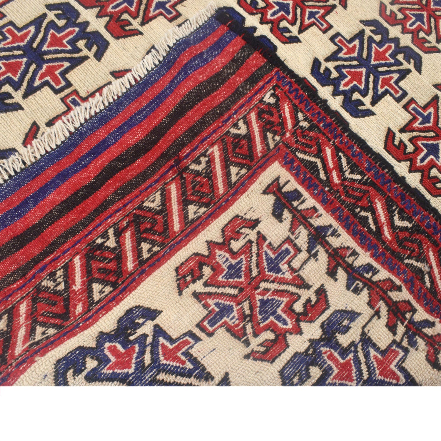 Saghari Kilim Area Rug Handmade Beige Floral 5x6 ft