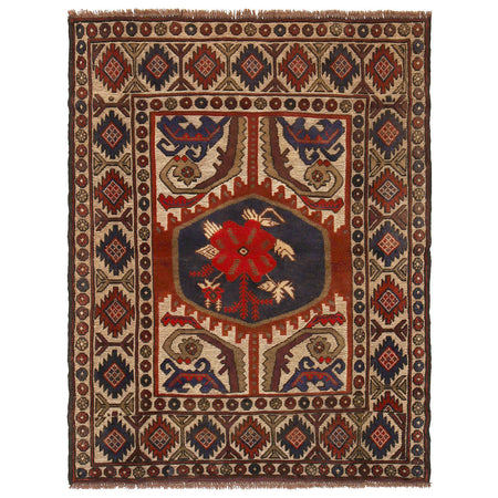 Barjasta Area Rug Handmade Beige Floral 3x5 ft