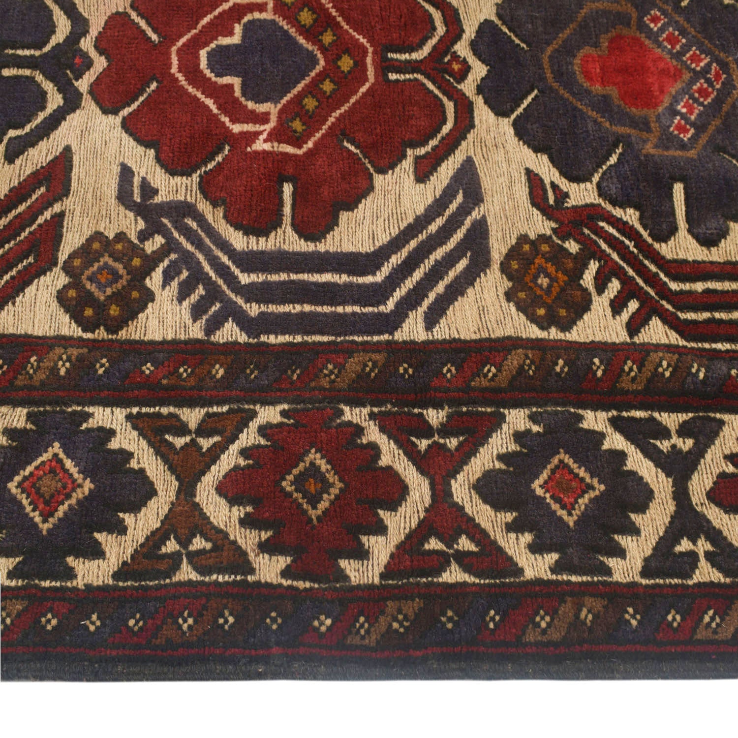Barjasta Area Rug Handmade Beige Floral 4x6 ft