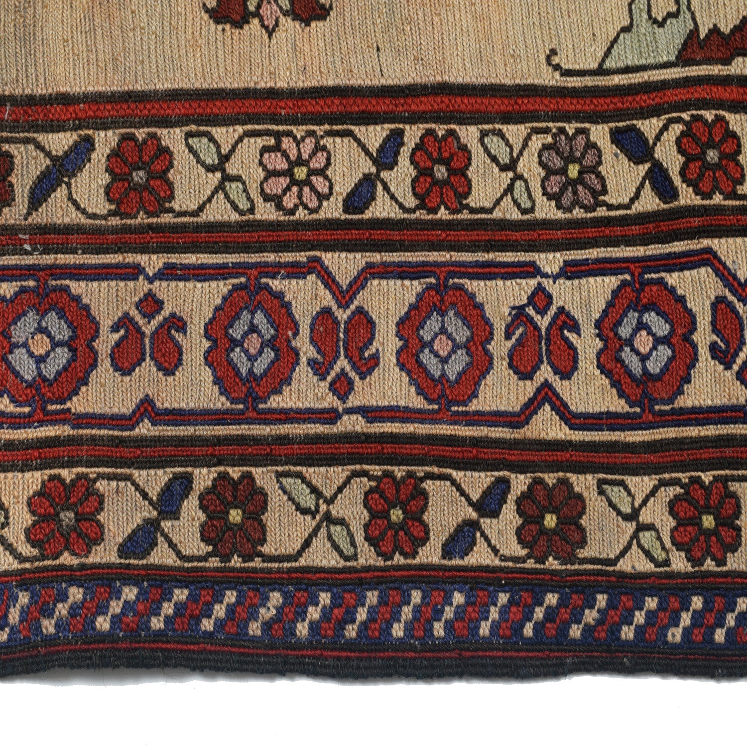 Maliki Kilim Area Rug Handmade Beige Floral 5x6 ft