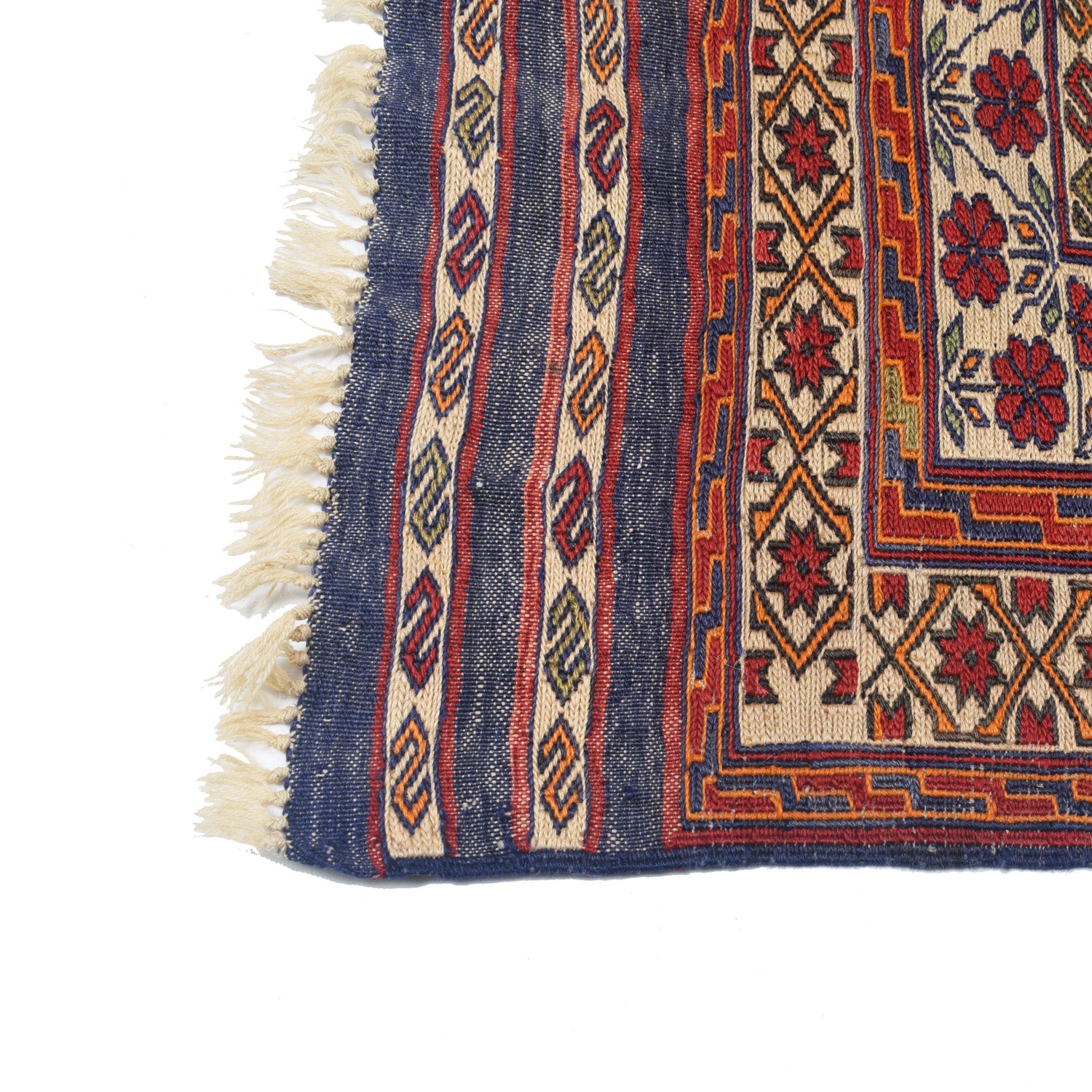 Maliki Kilim Area Rug Handmade Beige Floral 5x6 ft