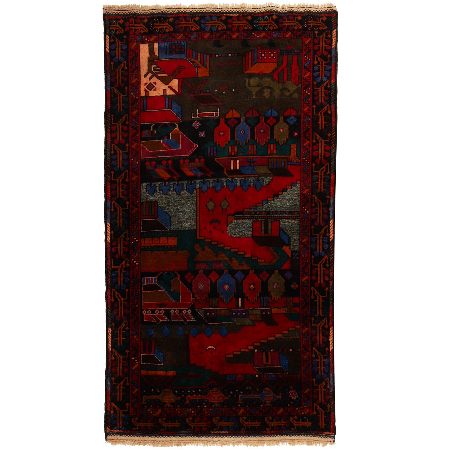 Pictorial Rug Handmade Multi Design