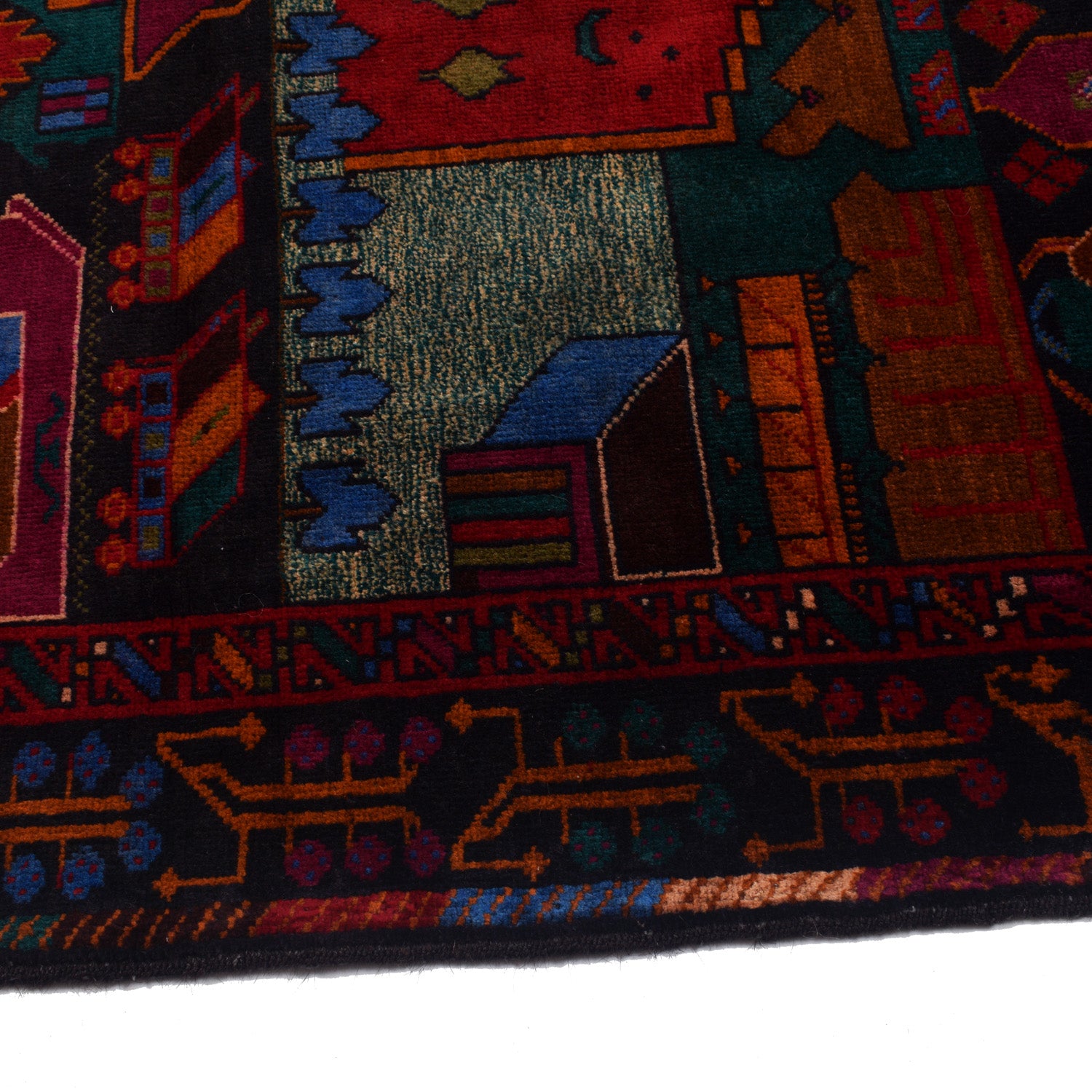 Pictorial Rug Handmade Multi Design