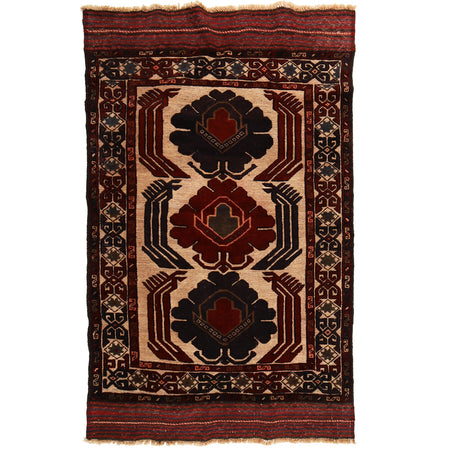Barjasta Area Rug Handmade Beige Floral 4x6 ft