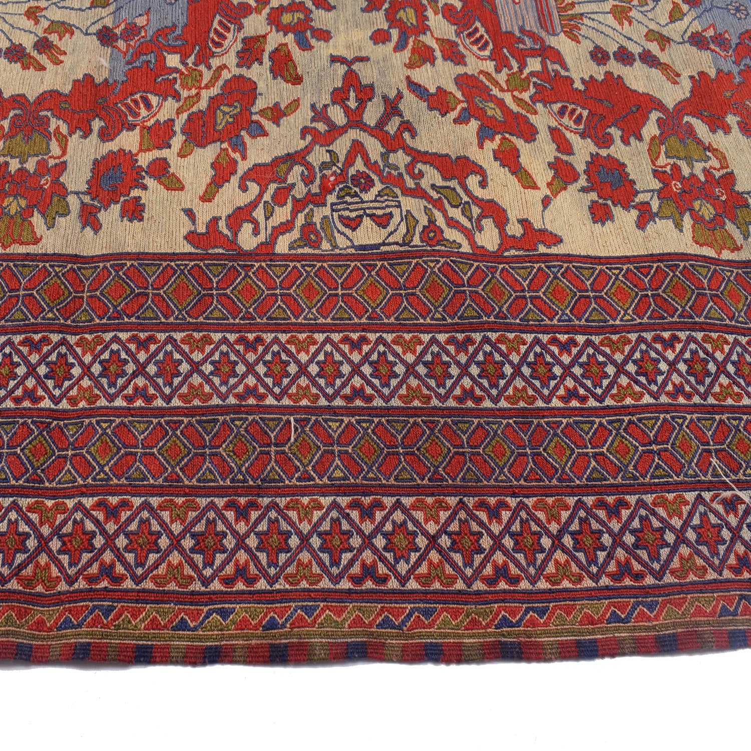 Maliki Kilim Area Rug Handmade Beige Floral 5x6 ft
