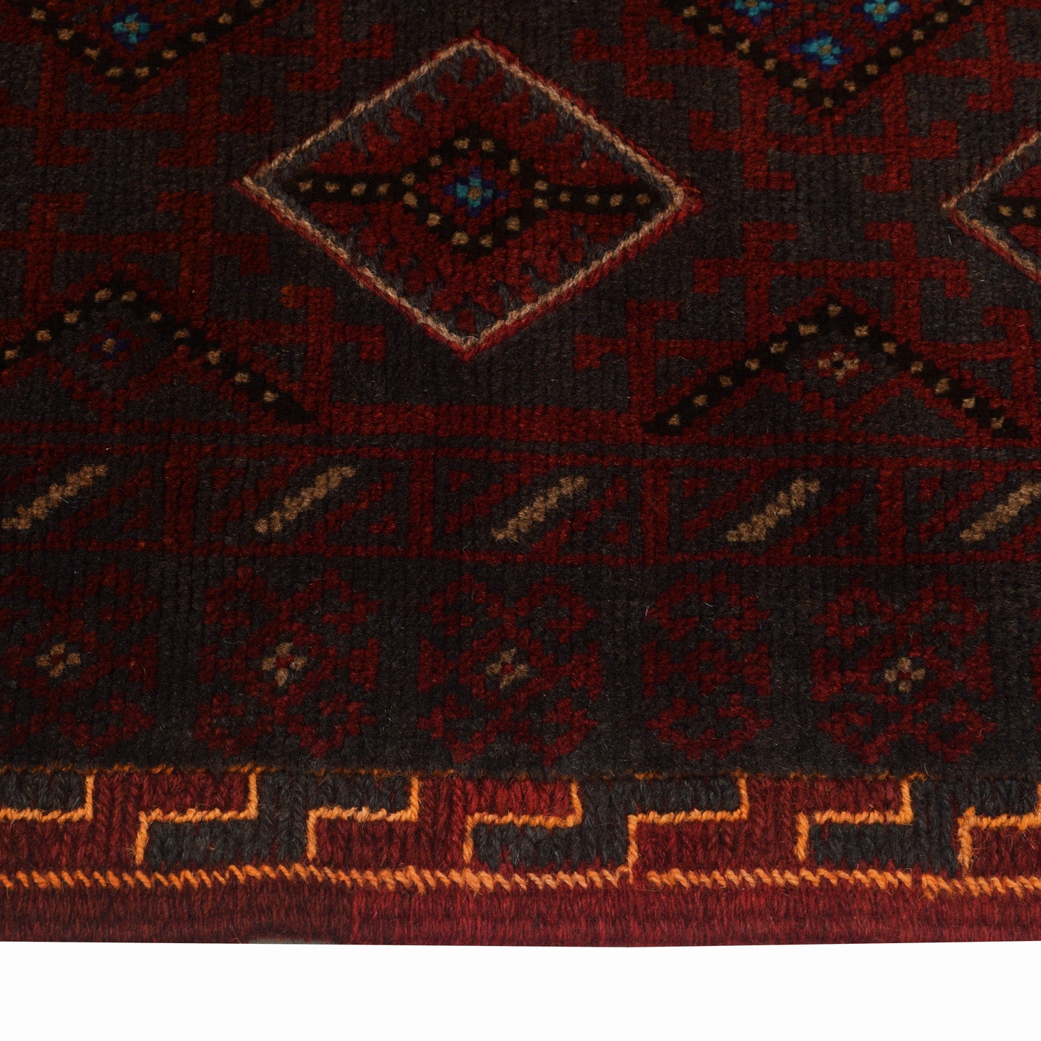 Mashwani Runner Handmade Deep Red Geometric 12' Runner