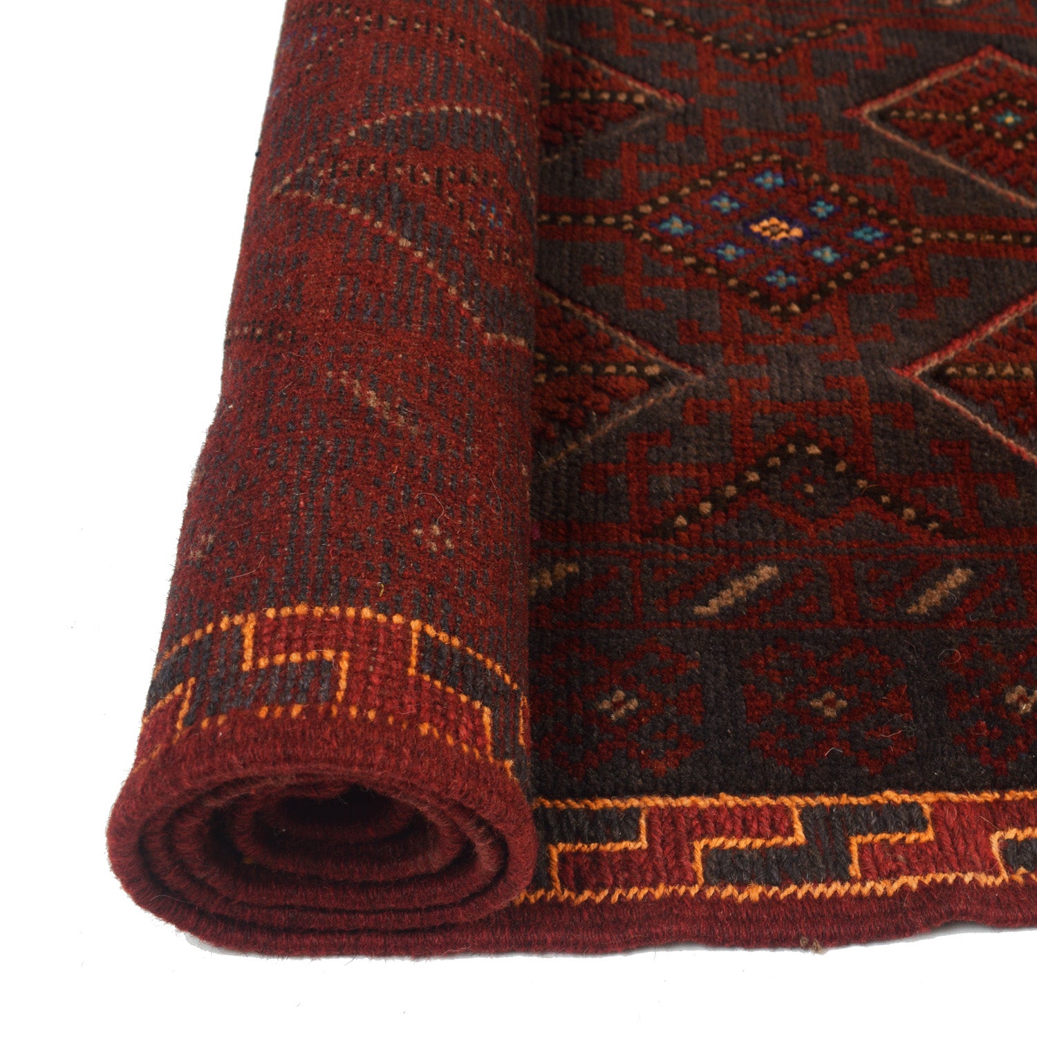 Mashwani Runner Handmade Deep Red Geometric 12' Runner