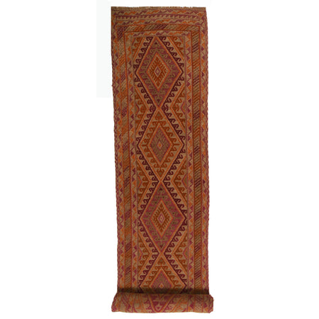Mashwani Area Rug Runner Handmade Brown Geometric 13' Runner