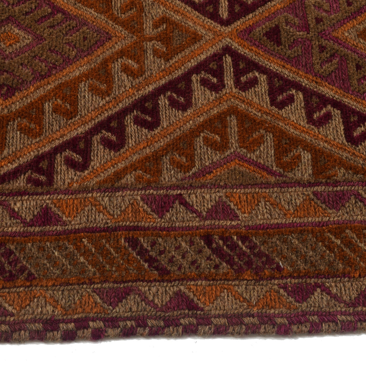 Mashwani Area Rug Runner Handmade Brown Geometric 13' Runner