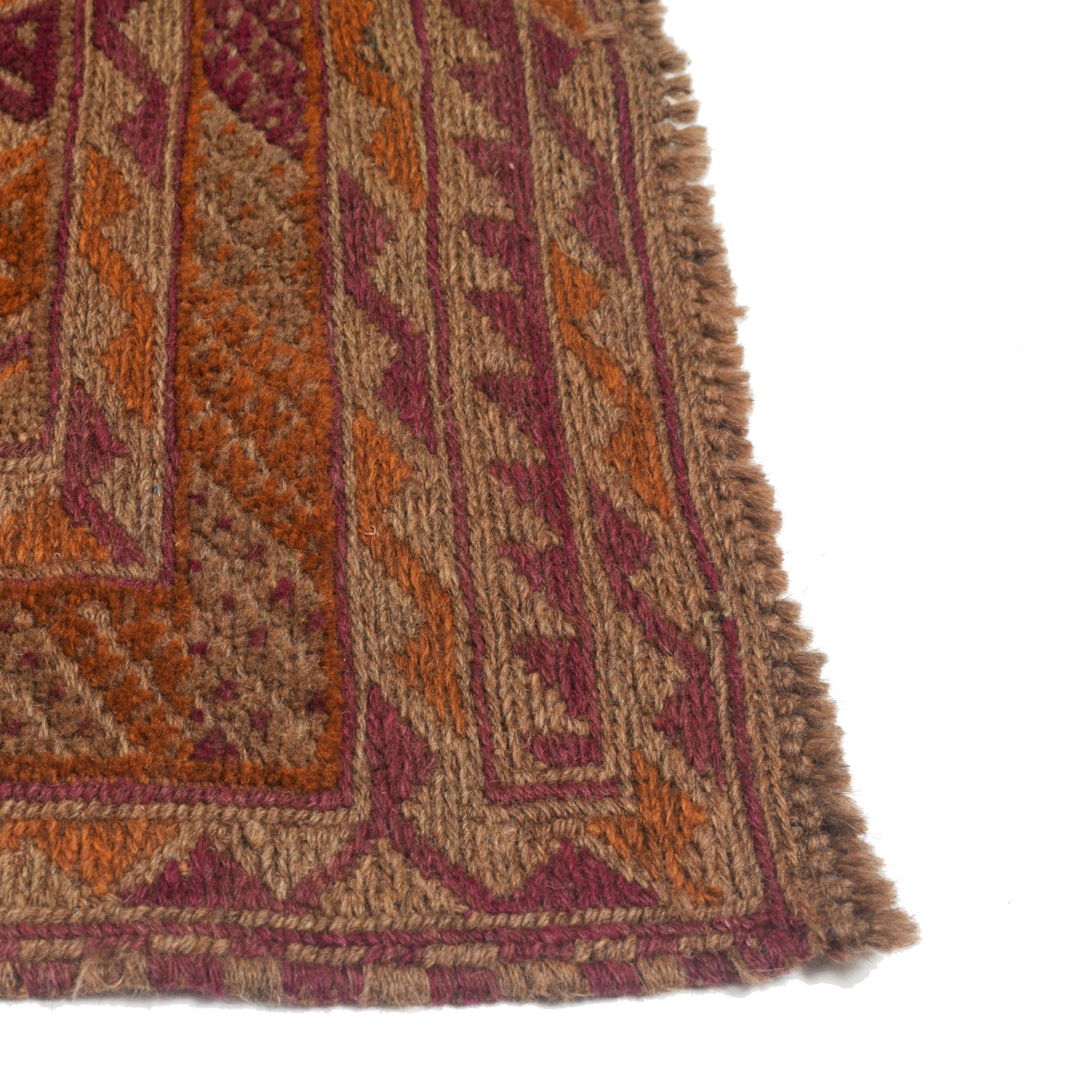 Mashwani Area Rug Runner Handmade Brown Geometric 13' Runner