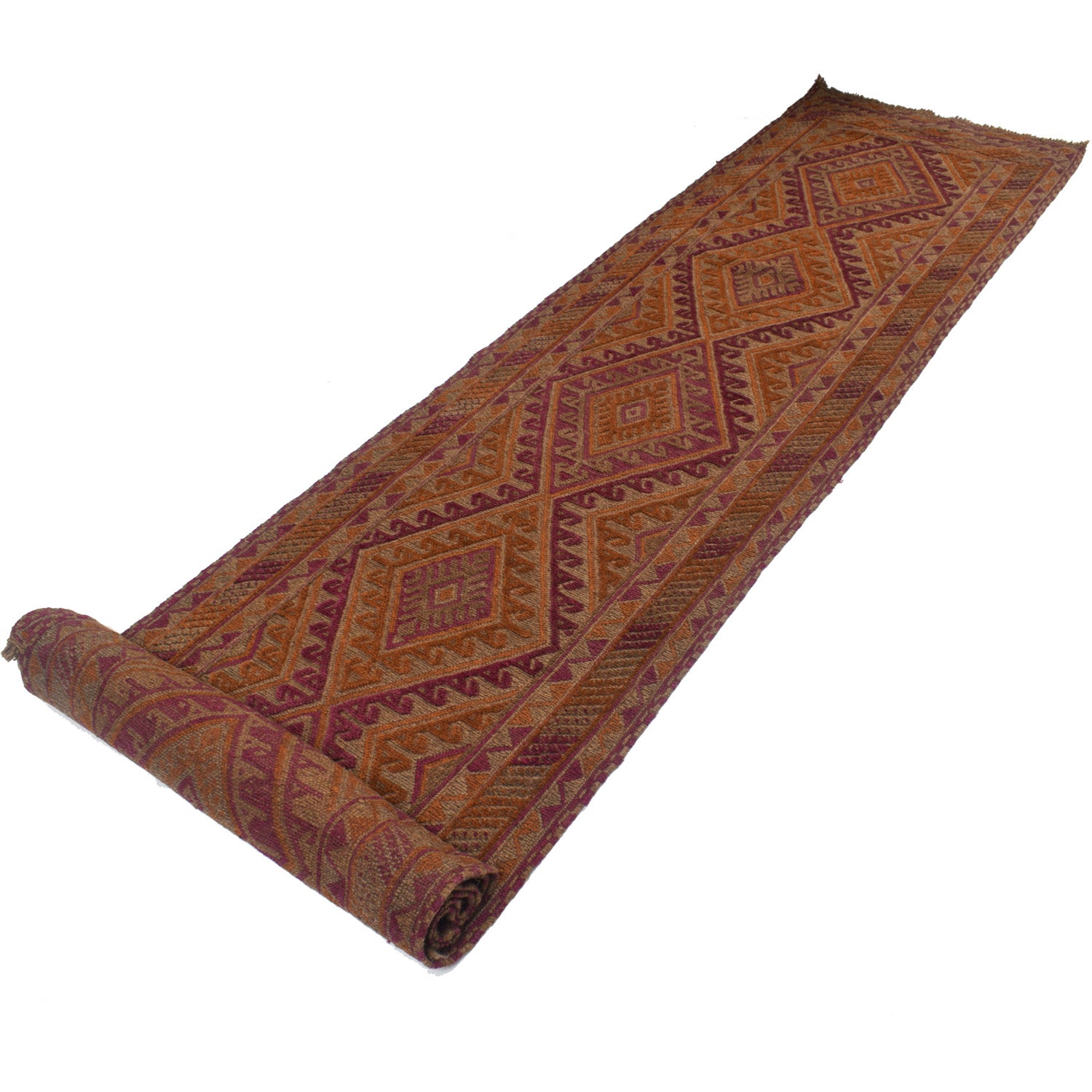 Mashwani Area Rug Runner Handmade Brown Geometric 13' Runner