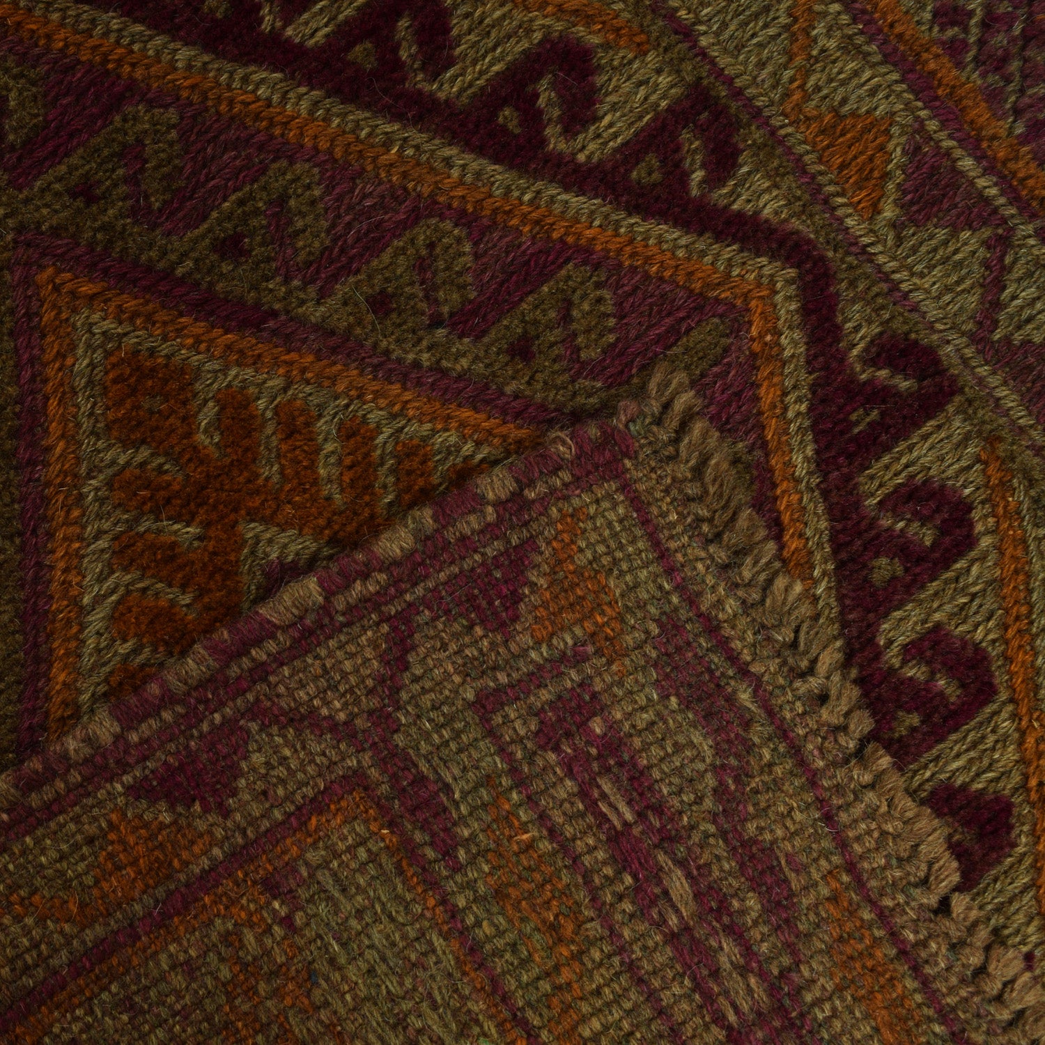 Mashwani Area Rug Runner Handmade Brown Geometric 13' Runner